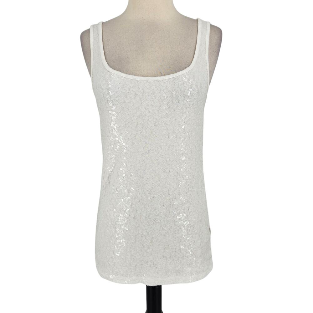 SALE Old Navy Sequined Tank Top Scoop Neck Wide Straps Mixed Media Size LG